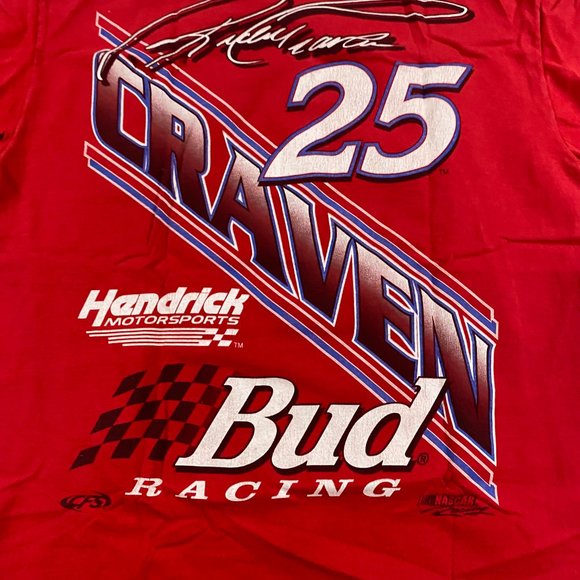 Vintage 90s Ricky Craven Budweiser NASCAR T Shirt Mens Large All Over Print - Picture 7 of 16